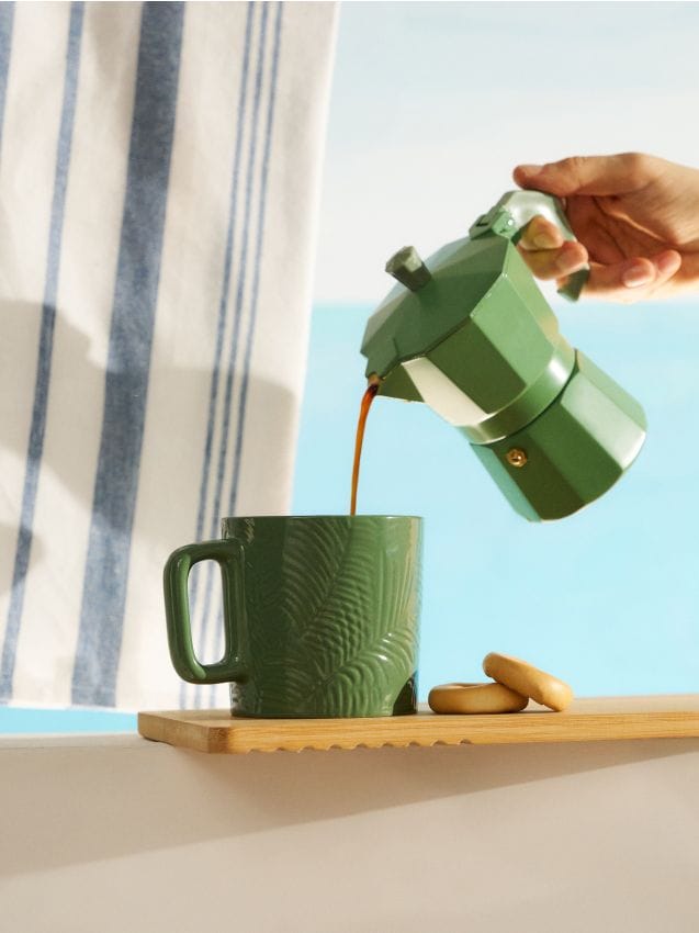 Sinsay - Cană ceramică cu model embosat - verde-pal