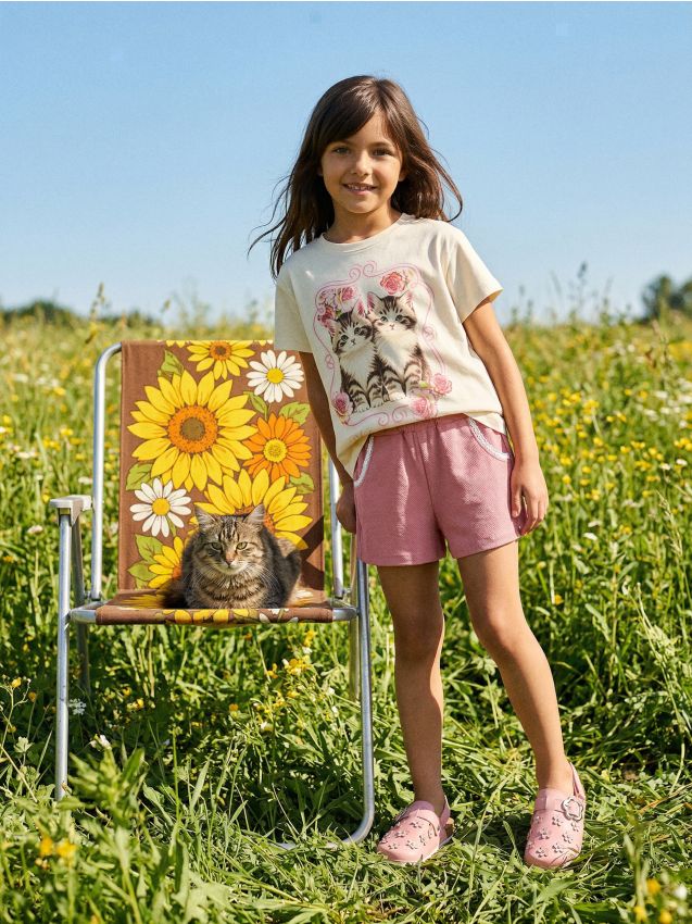 Sinsay - Pantaloni scurți din bumbac cu dantelă decorativă - multicolor