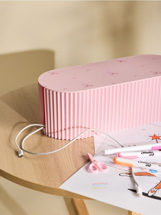 Sinsay - Organizator striat pentru cabluri cu motiv fundițe - roz-pastel
