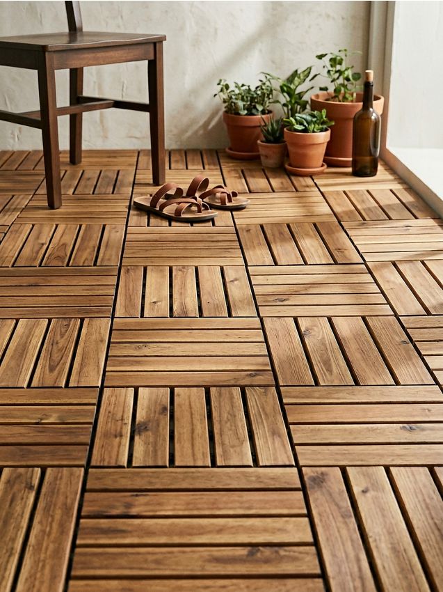 Sinsay - Plăci modulare de grădină cu suprafață din lemn 4 pack - maro