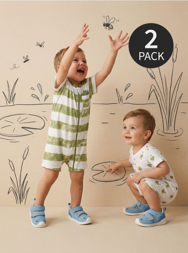 Sinsay - Salopete din bumbac cu imprimeu broscuță - verde-pal