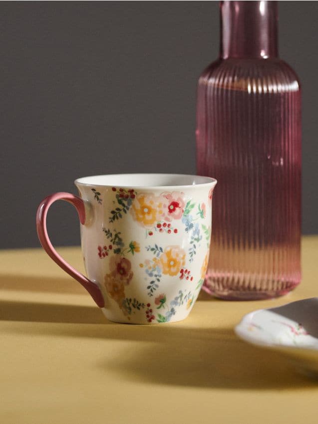 Sinsay - Cană cu imprimeu floral - roz-pastel