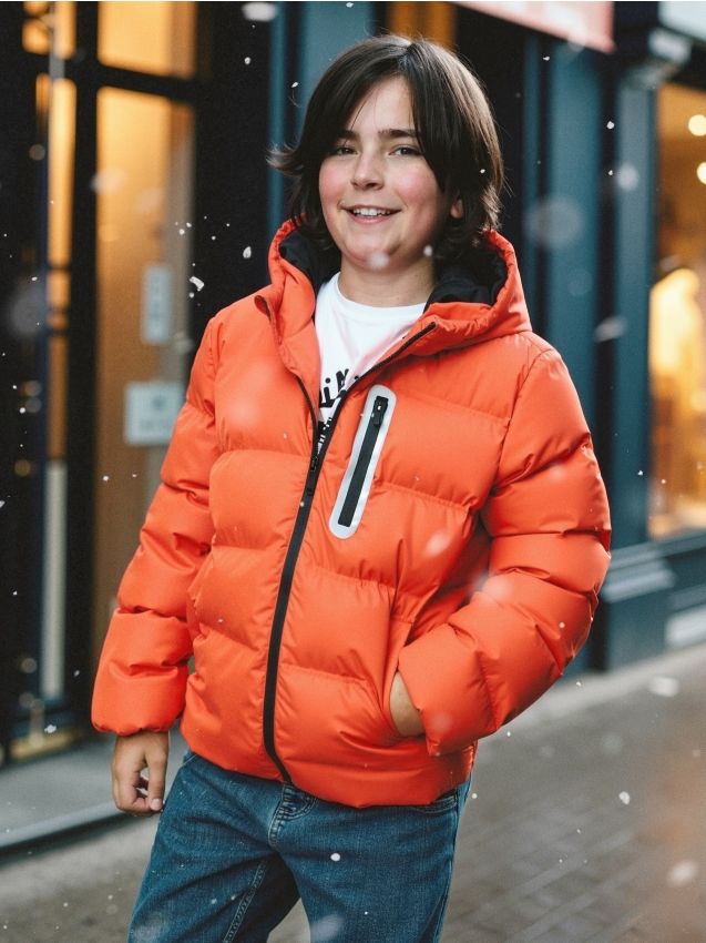Sinsay - Jachetă puffer cu glugă - oranj-mandarină