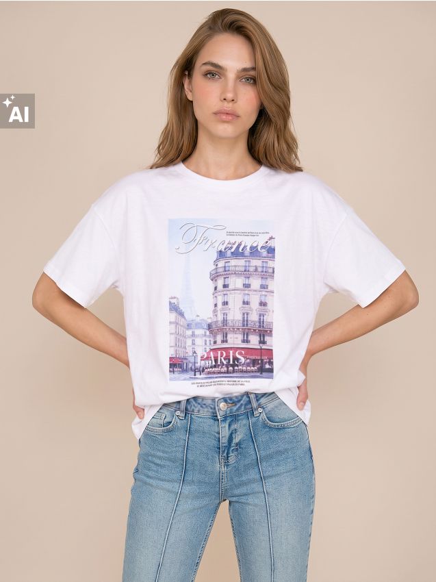 Sinsay - Tricou din bumbac cu imprimeu - alb