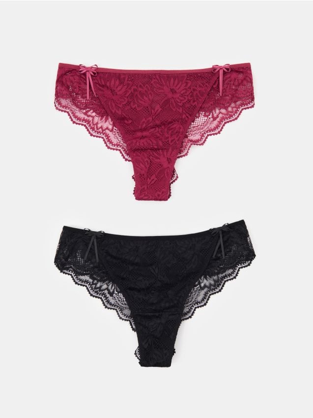 Sinsay - Set de 2 perechi de chiloți brazilieni cu dantelă - multicolor