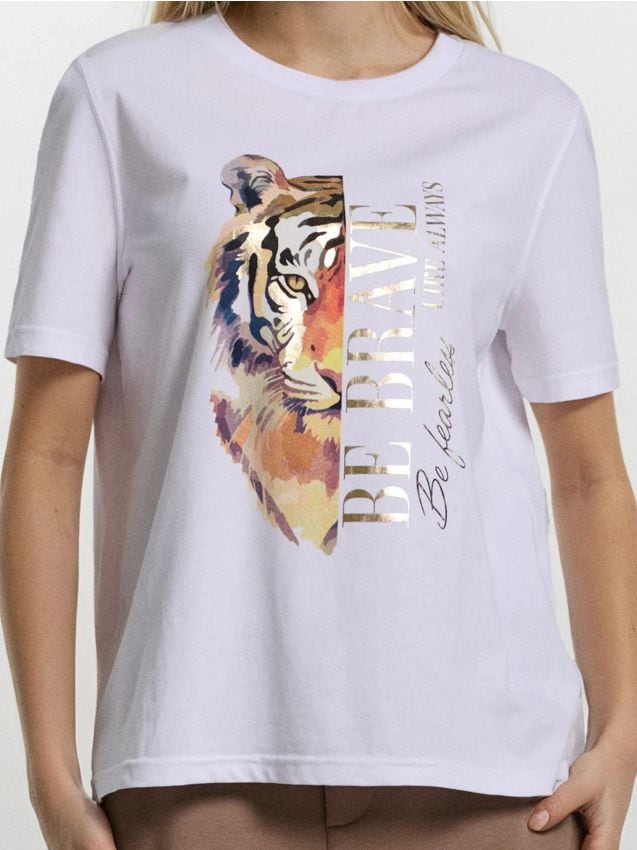 Sinsay - Tricou cu mânecă scurtă - alb