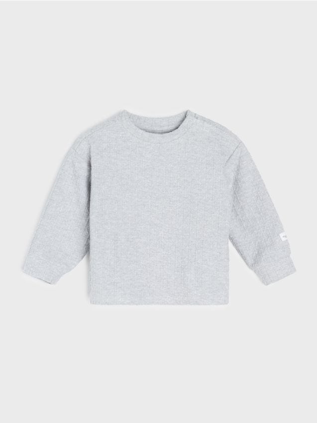 Sinsay - Bluză crewneck cu bumbac - gri deschis
