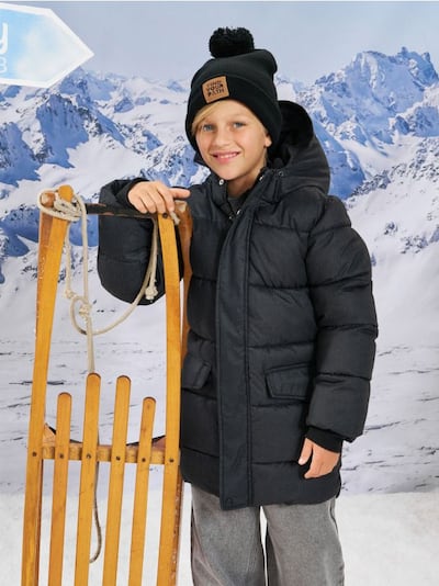 Ge quiltete Pufferjacke mit Kapuze