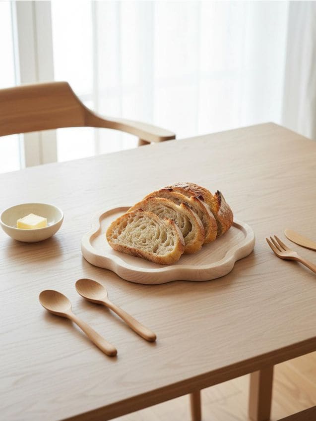 Sinsay - Tavă de servire din lemn în formă de floare - bej