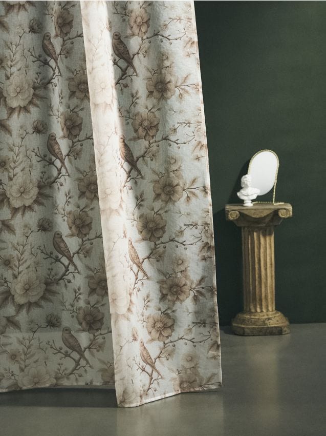 Sinsay - Perdea cu model și bandă de încrețire - roz-pastel