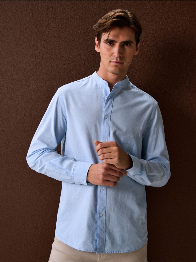 Sinsay - Cămașă din bumbac - albastru-pal