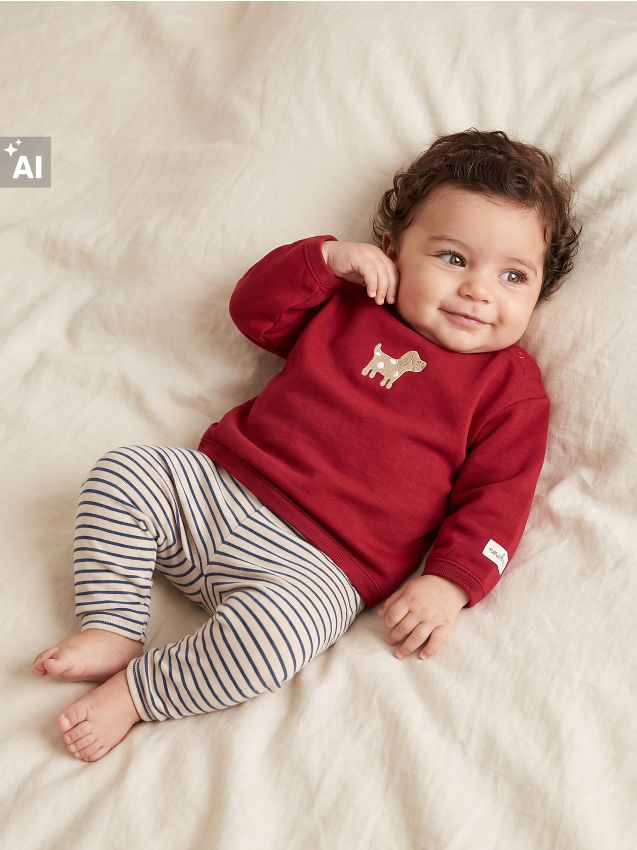 Sinsay - Bluză crewneck din bumbac cu broderie cu câine - bordo