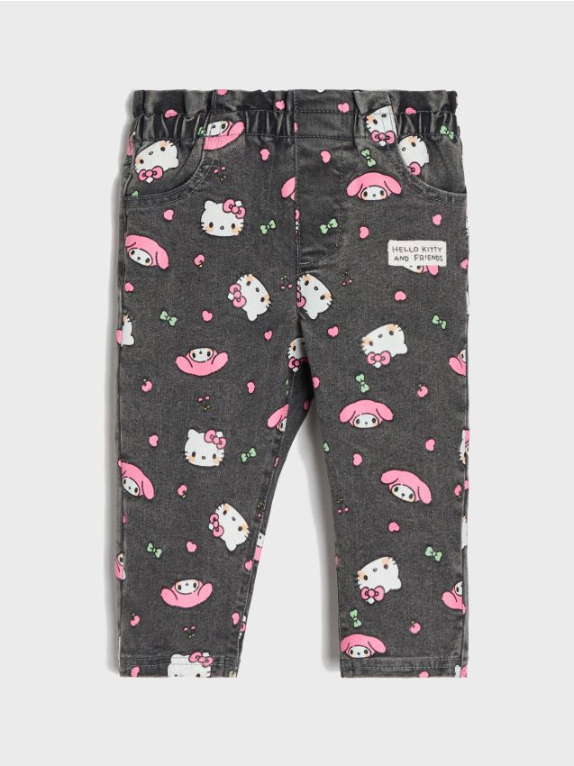 Sinsay - Blugi jeggings Hello Kitty - gri