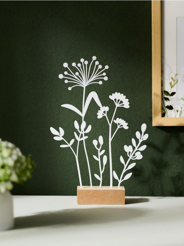 Sinsay - Decorațiune stativă cu motiv vegetal - alb