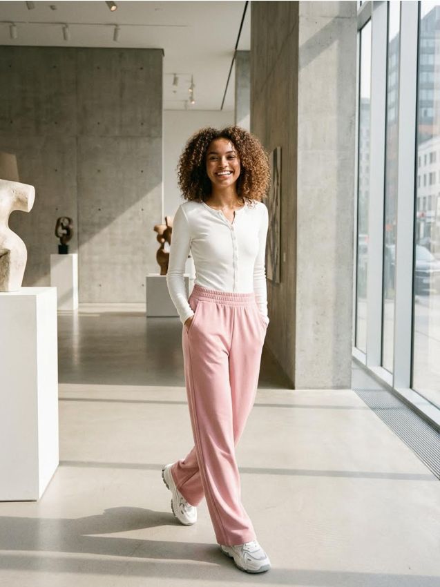 Sinsay - Spodnie z szeroką nogawką - różowy