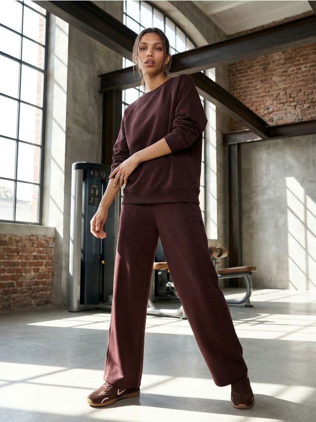 Sinsay - Pantaloni cu craci largi - bordo