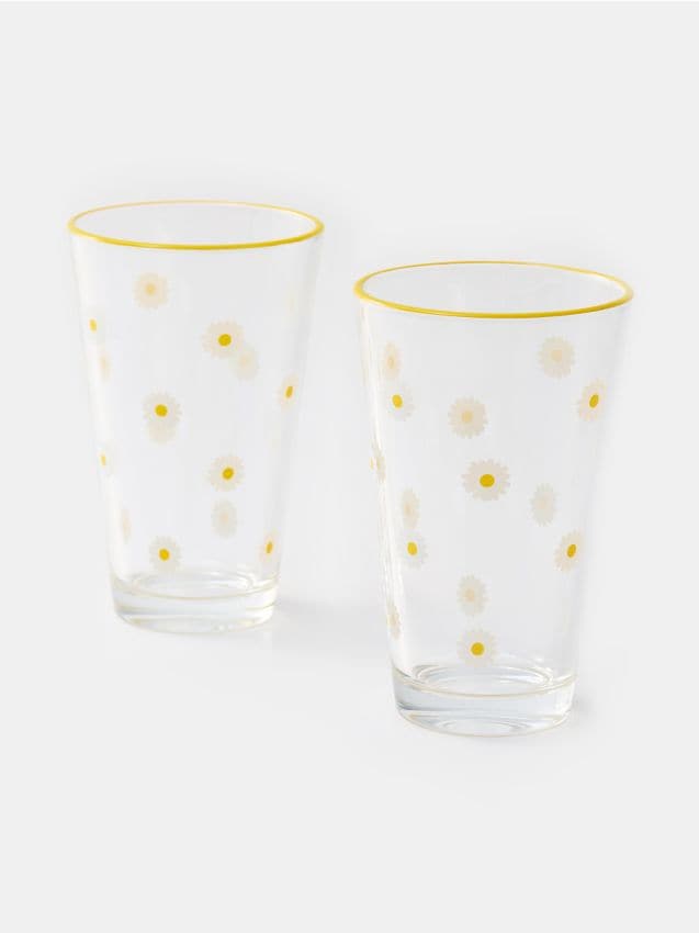 Sinsay - Set de pahare cu motiv de margarete, pachet de 2 - multicolor