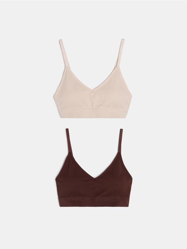 Sinsay - Prążkowane bezszwowe biustonosze typu top 2 pack - wielobarwny