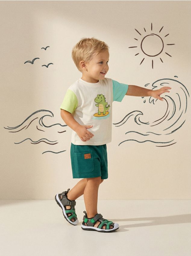 Sinsay - Compleu cu tricou și pantaloni scurți - turcoaz-închis