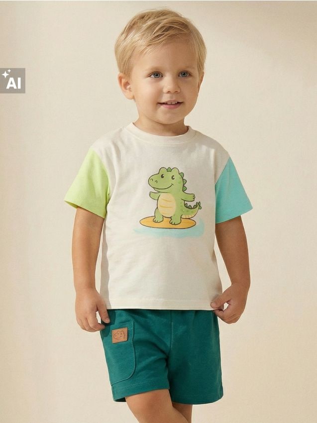 Sinsay - Compleu cu tricou și pantaloni scurți - turcoaz-închis