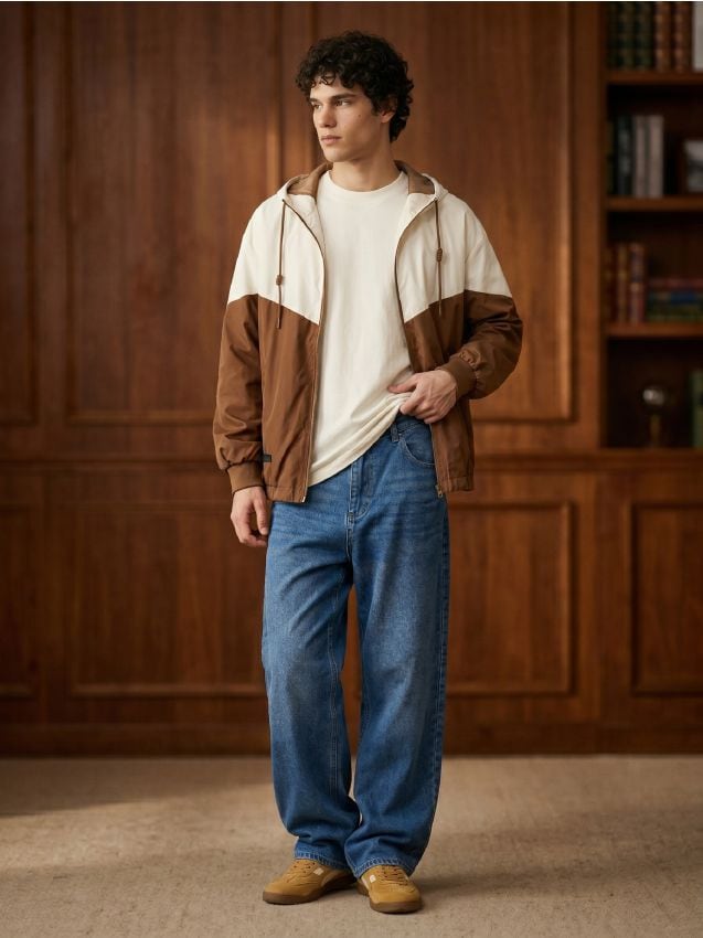 Sinsay - Bluza z krótkim rękawem z dzianiny terry - kremowy