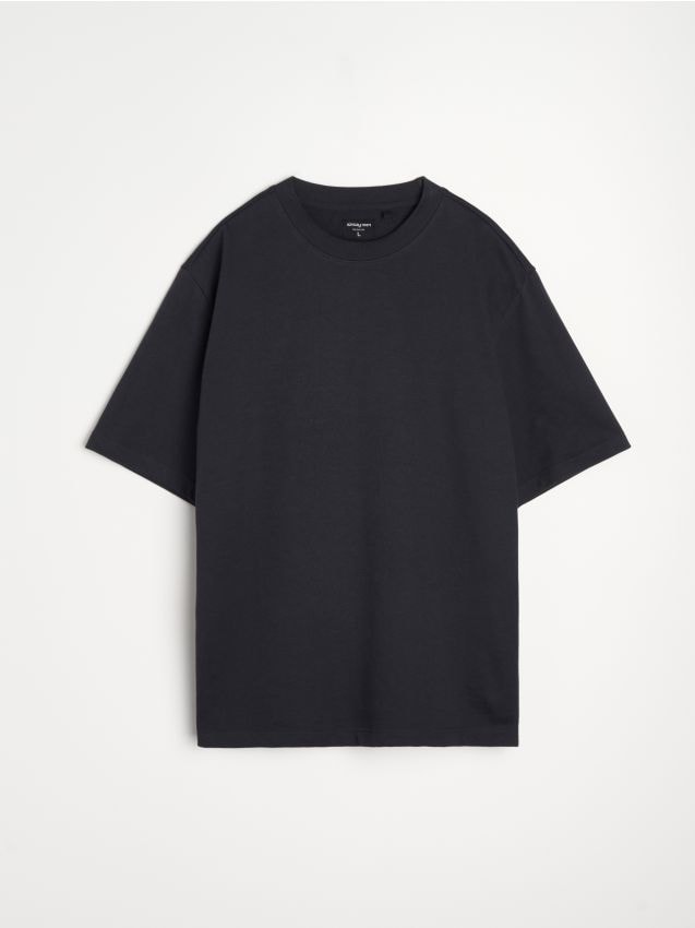 Sinsay - Bluza z krótkim rękawem z dzianiny terry - niebieski