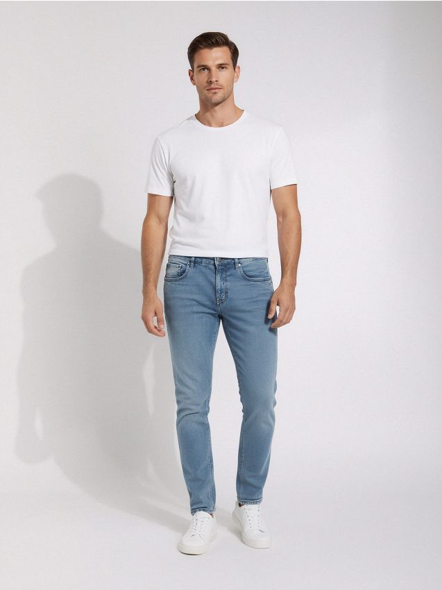 Sinsay - Džínsové chino nohavice slim fit - modrá