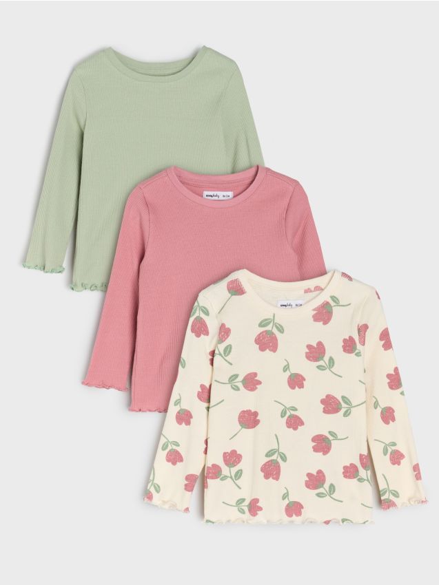 Sinsay - Tricou din bumbac 3 pack - crem