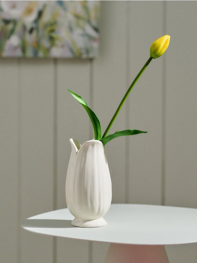 Sinsay - Vază ceramică în formă de lalea - alb