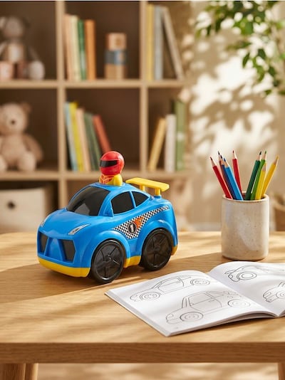 Гоночний автомобіль з водієм – рухається вперед, коли натискаєш на водія