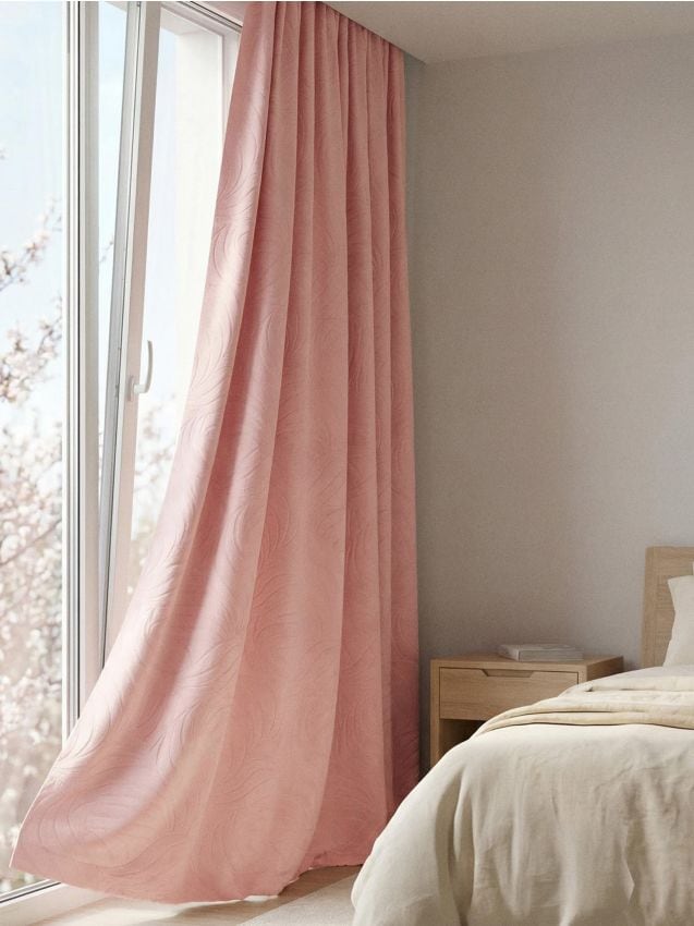 Sinsay - Perdea din catifea pe bandă cu model embosat - roz-pastel