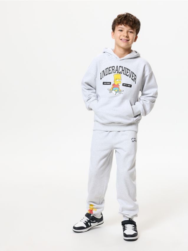 Sinsay - Pantaloni de trening loose jogger The Simpsons - gri-neutru