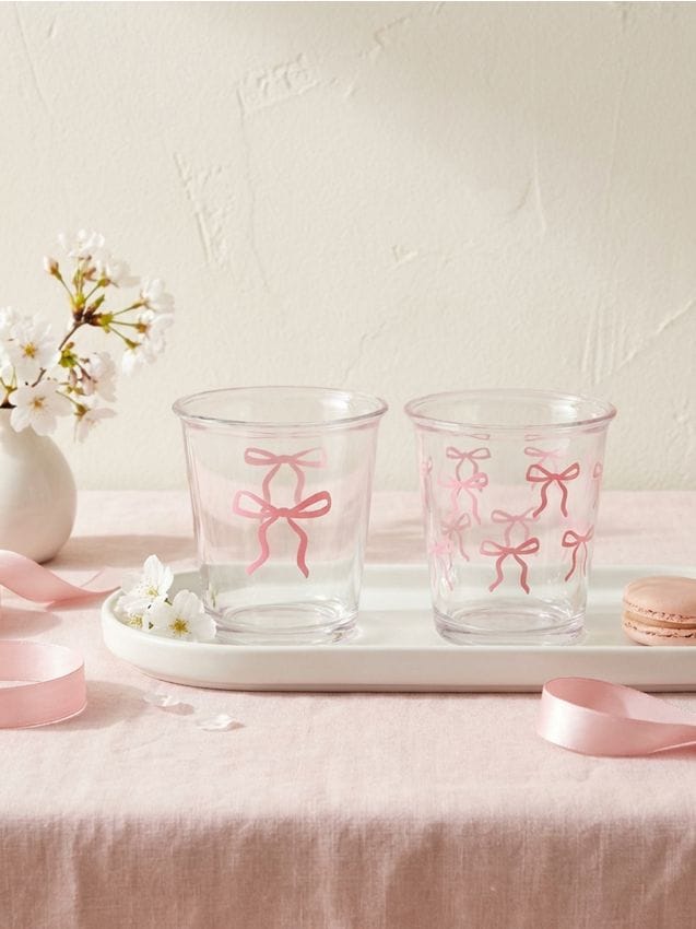 Sinsay - Pahare cu motiv de funde 2 pack - roz-pastel