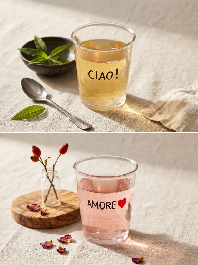Sinsay - Pahare cu inscripțiile CIAO! și AMORE 2 pack - negru