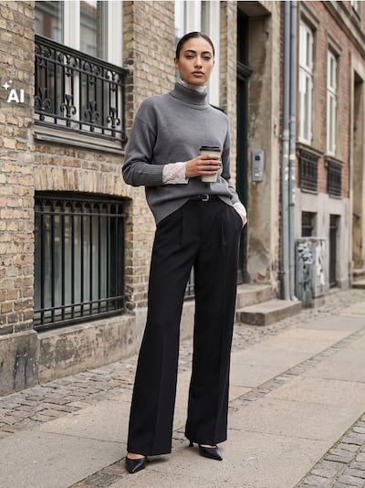 Rollkragenpullover mit Wollanteil