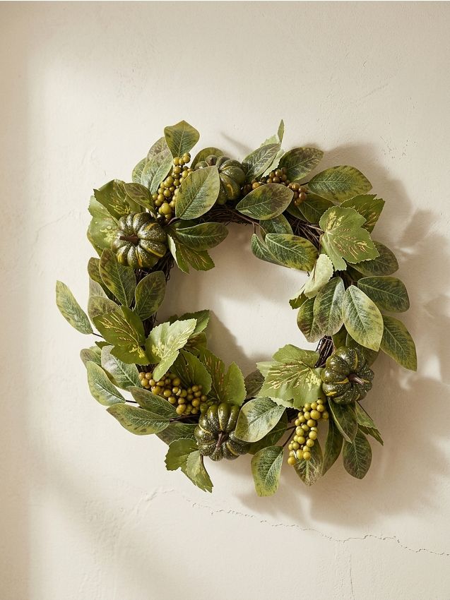 Sinsay - Coroniță decorativă de toamnă cu dovleci și frunze - verde