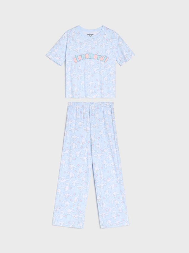 Sinsay - Pijamă din două piese Cinnamoroll cu tricou croi boxy - albastru-pal