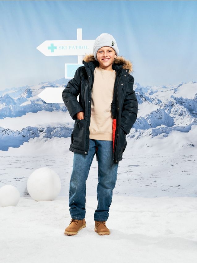 Sinsay - Zateplená bunda s kapucňou - tmavomodrá