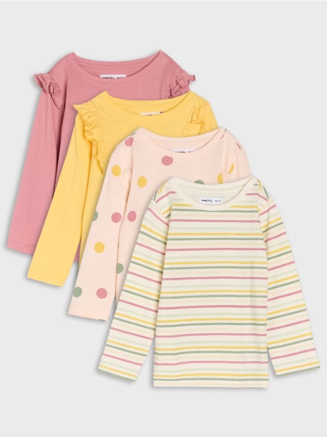 Sinsay - Tricou din bumbac 4 pack - crem