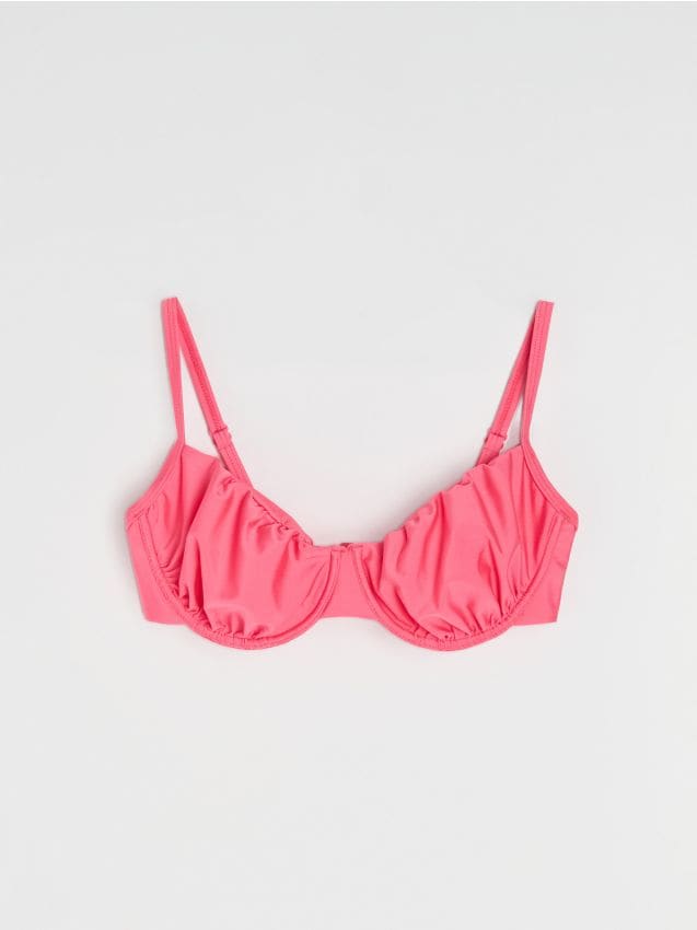 Sinsay - Sutien de bikini cu fronseuri - roz-aprins