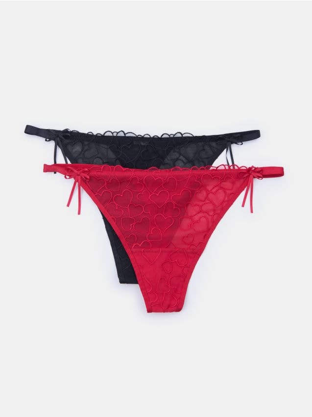 Sinsay - Majtki stringi 2 pack - czerwony
