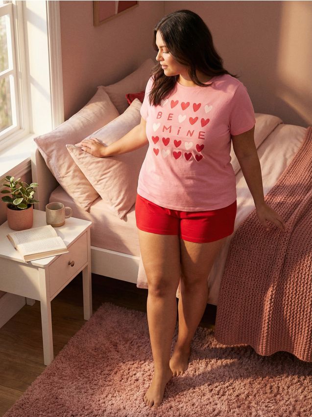 Sinsay - Pijama din bumbac în două piese cu imprimeu - roz