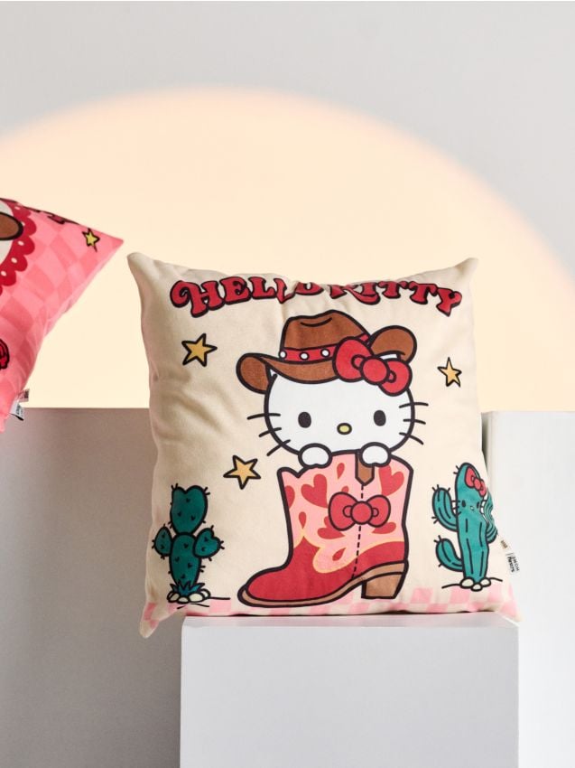 Sinsay - Față de pernă cu motiv de cowboy Hello Kitty - crem