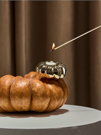 Portacandele a forma di zucca