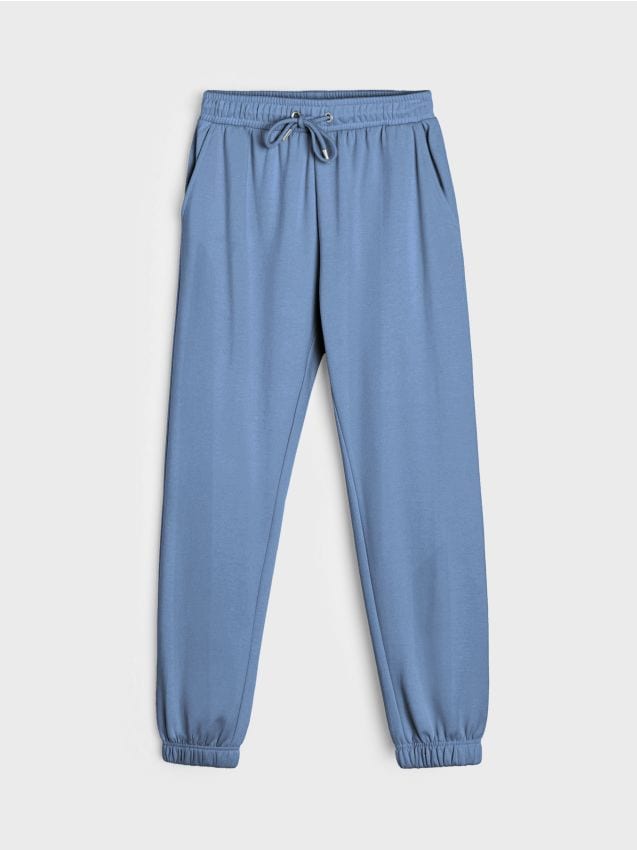 Sinsay - Pantaloni de trening tip jogger - albastru metalizat