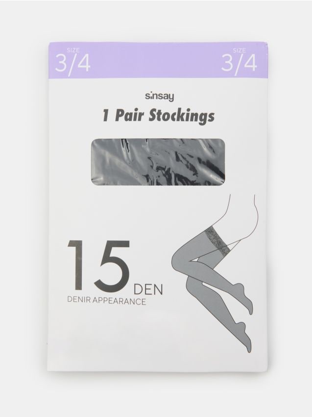 Sinsay - Zakolanówki z ozdobną koronką - czarny