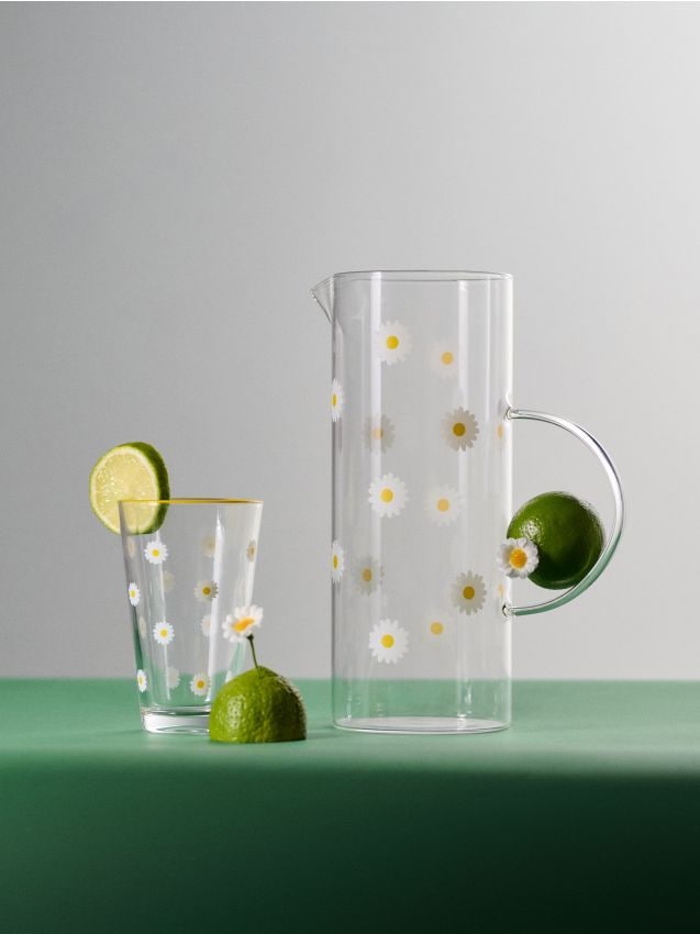 Sinsay - Cană de sticlă cu model floral - multicolor