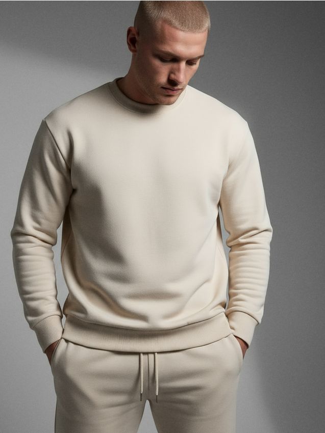 Sinsay - Hanorac cu guler rotund - nude