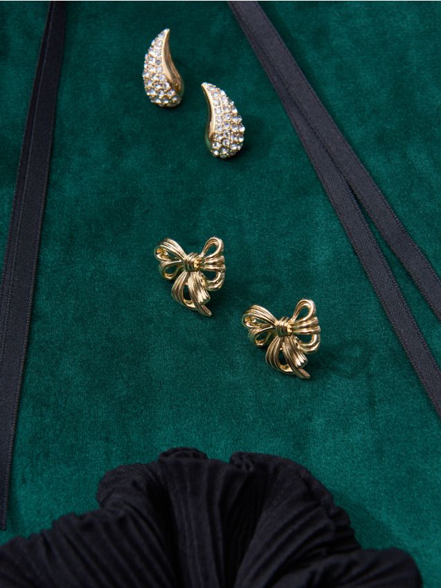 Sinsay - Náušnice v tvare mašle - zlatá