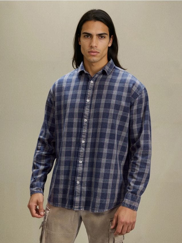 Sinsay - Bawełniana koszula w kratę - szary